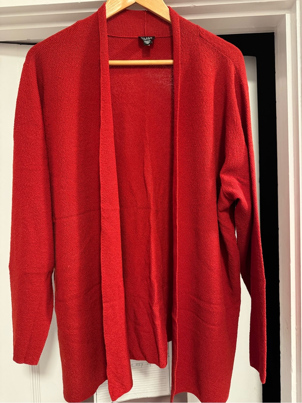 Eileen Fisher Bold Red Open-Front Women's Cardigan